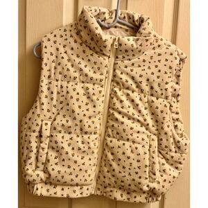 Ashley By 26 International Women's Floral Print Puffer Vest cream Size Large NWT